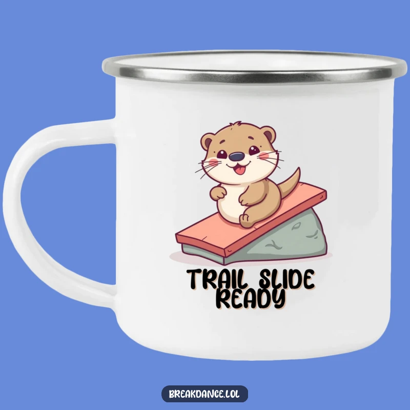 Funny Otter Camping Mug: Playful Slide Adventure, Perfect Outdoor Gift!