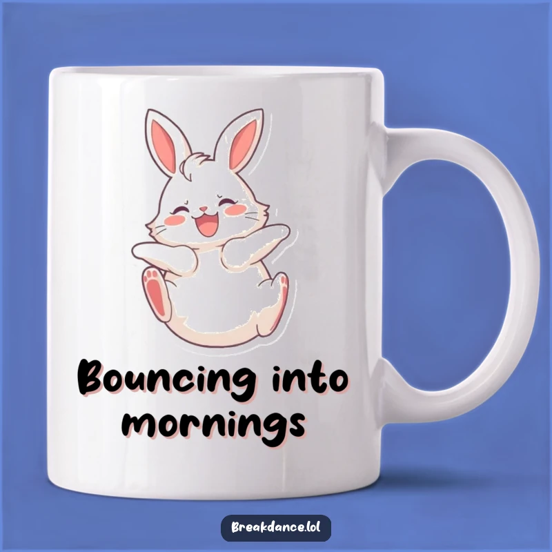 Funny Spinning Bunny Mug, Joyful Rabbit Legs Kicking Gift for Cute Animal Lovers