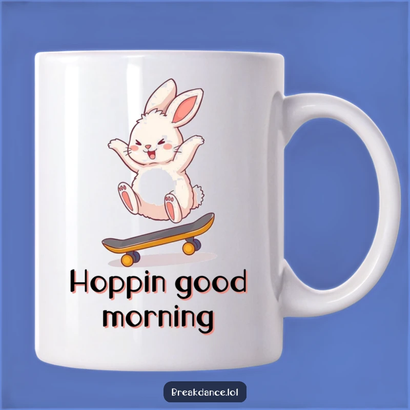 Funny Bunny Skateboard Backflip Mug - Hilarious Action Packed Gift!