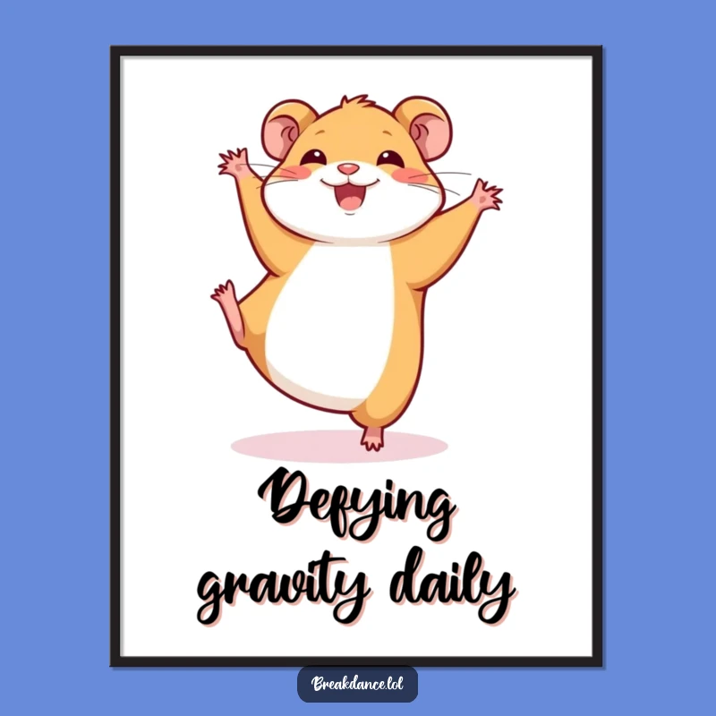 Funny Hamster Cartwheel Digital Print: Energetic & Hilarious Wall Decor