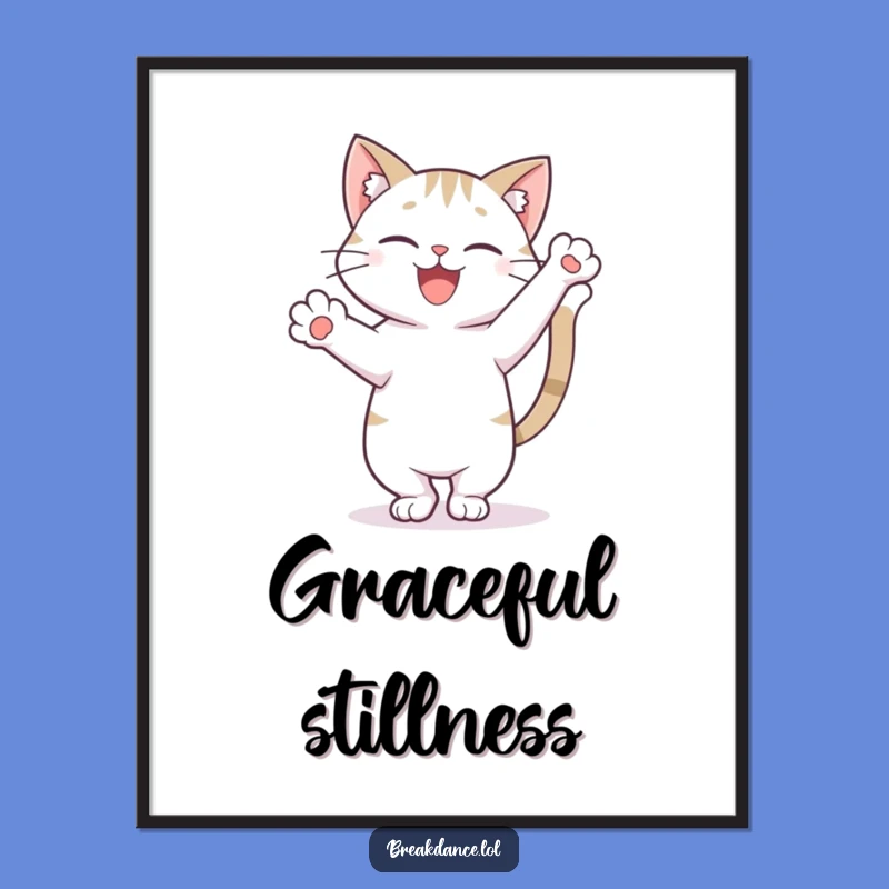 Funny Cat Freeze Pose Digital Art, Printable Feline Wall Decor for Chic Spaces