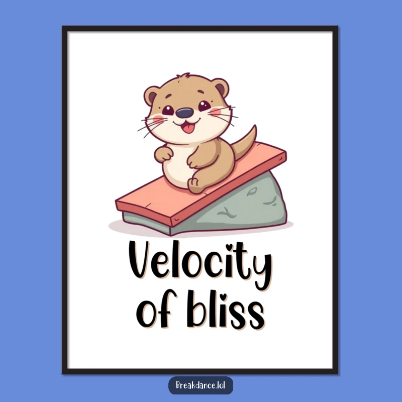 Funny Otter Digital Art: Playful Slide Joyful Print, Hilarious Decor Gift!
