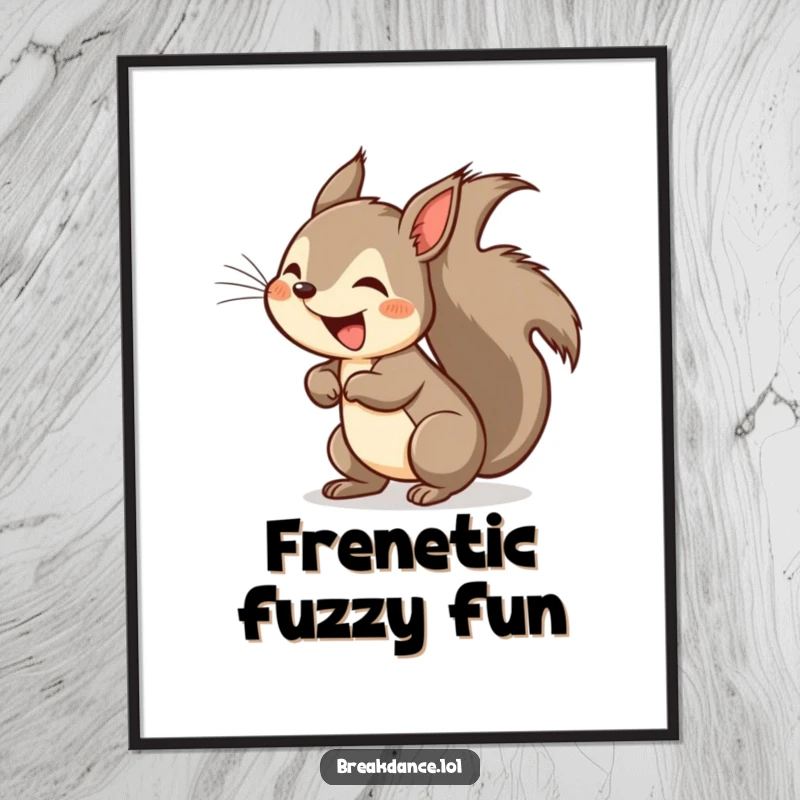 Funny squirrel headspin digital art, a high-resolution cartoon of a squirrel in a full headspin, tail a blur.