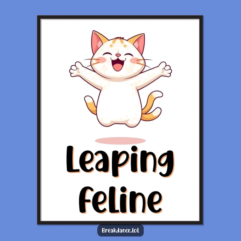 Funny Cheerful Cat Leaping Digital Art - Instant Joyful Decor!