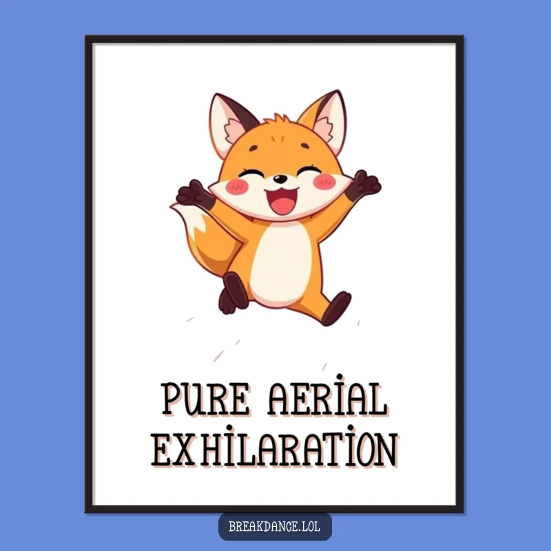 Funny Fox Digital Art: Joyful Leap Print, Hilarious Decor Gift!