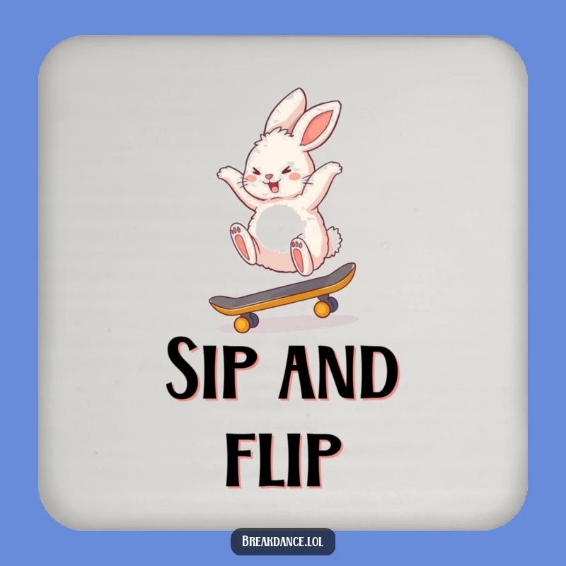 Funny Bunny Skateboard Backflip Coaster - Protect Surfaces with Extreme Humor!