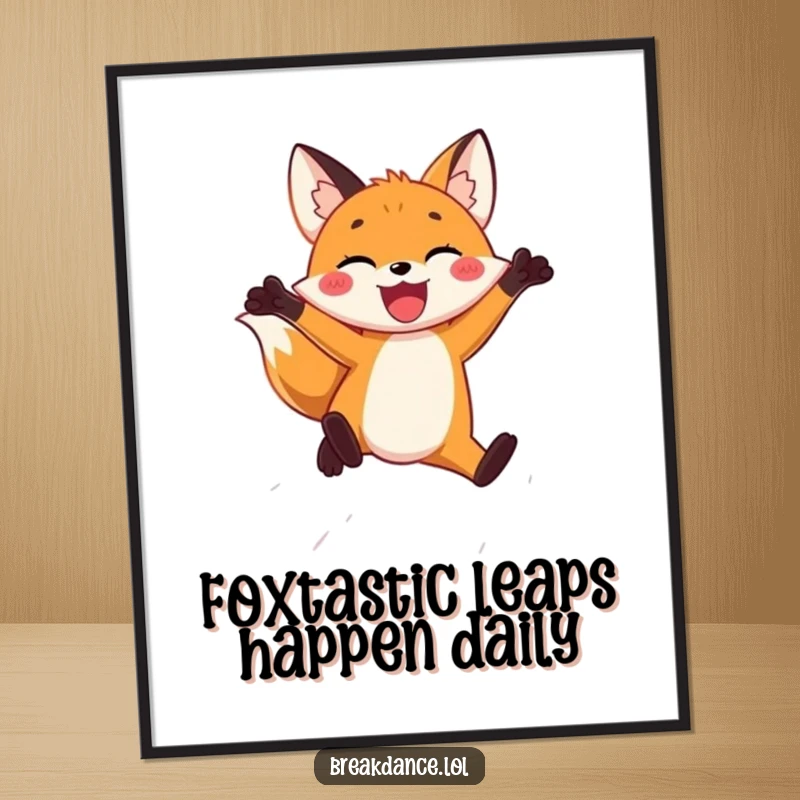 Funny Free Printable Wall Art: A joyful fox captured mid-leap, bringing energetic and whimsical charm to any room.