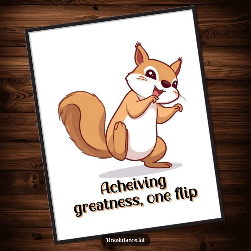 Funny Free Printable Wall Art: A determined squirrel captured mid-cartwheel, adding athletic humor to your decor.