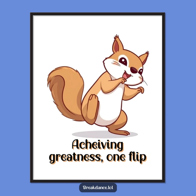 Free Printable Wall Art: Determined Squirrel Cartwheel for Quirky, Downloadable Home Decor Gift