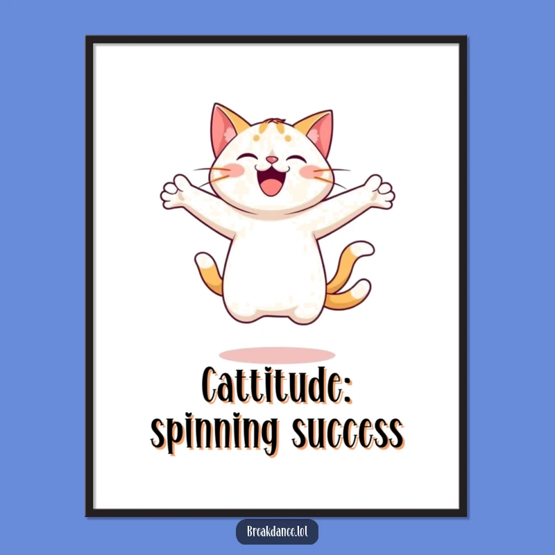 Funny Free Printable Wall Art: Cheerful Cat Spinning, Whimsical Downloadable Decor for Cat Lovers