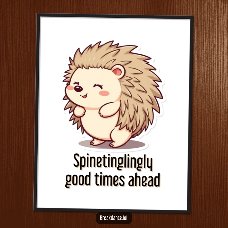 Funny Free Printable Wall Art: A cheerful hedgehog captured mid-spin, bringing quirky energy to any room.