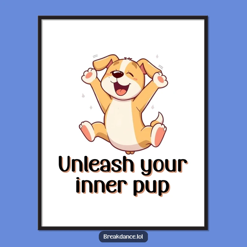 Free Printable Dog Wall Art: Energetic Leaping Pup - Humorous Downloadable Decor