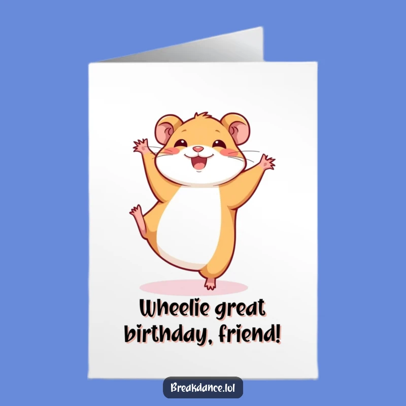 Free Printable Birthday Card: Funny Hamster Cartwheel, Downloadable Surprise for Kids