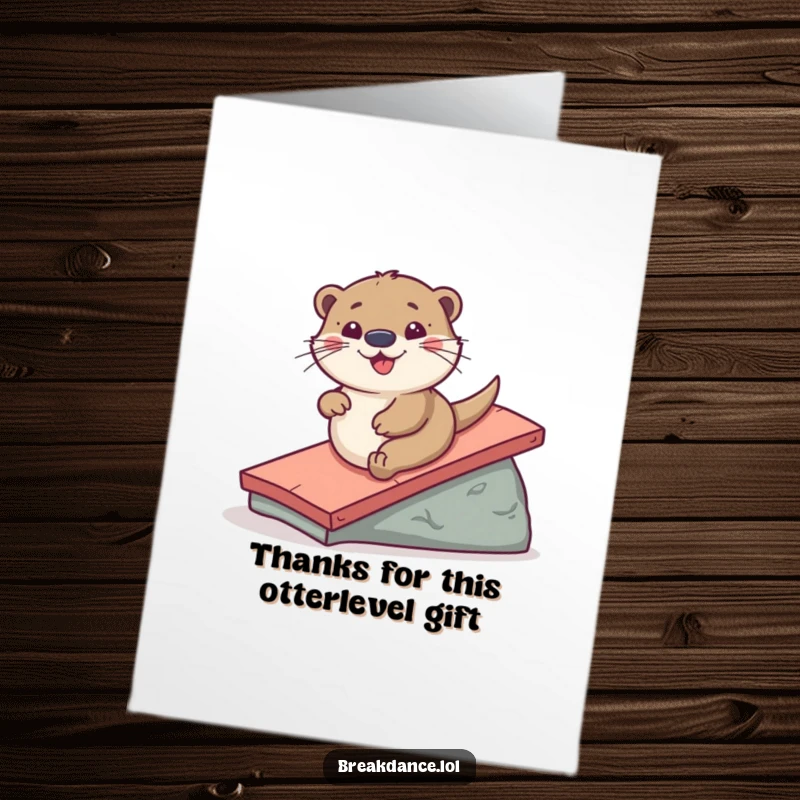 Funny Free Printable Thank You Card: A playful otter gleefully sliding down a ramp, a unique way to say thanks.