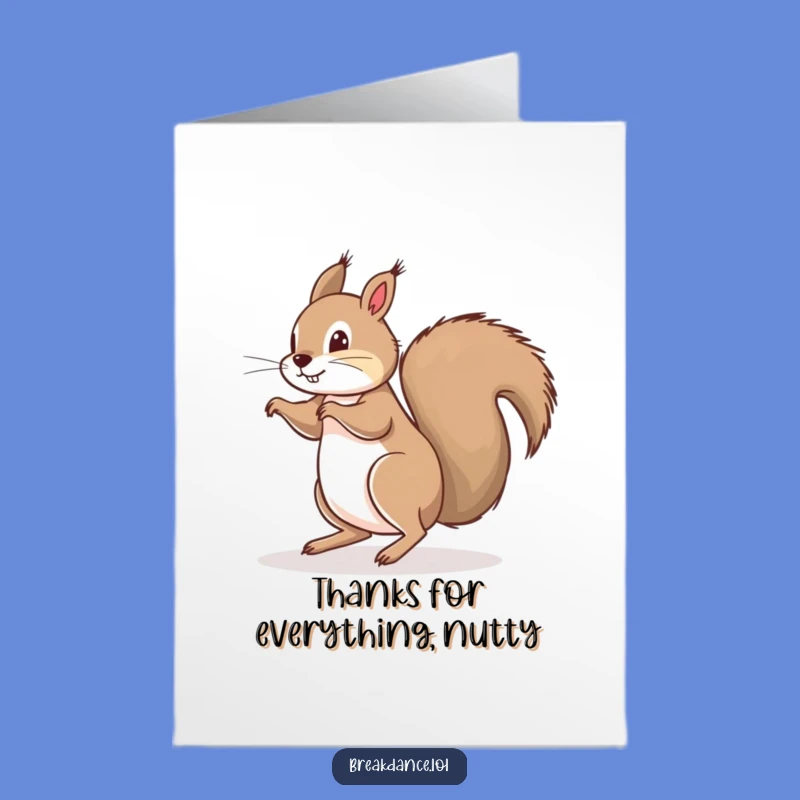 Free Printable Thank You Card: Squirrel Floor Spin, Charming Downloadable Gift for Showing Appreciation