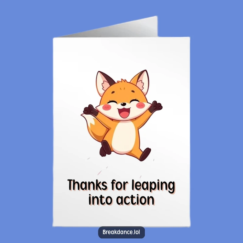 Free Printable Thank You Card: Joyful Fox Leap for a Downloadable Gratitude Gift
